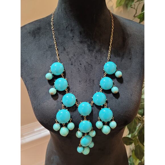Women's Turquoise Beaded Statement Necklace With Lobster Clasp Lock Jewelry Gift - Picture 2 of 6